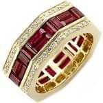 انگشتر طلا زرد با نگین یاقوت و الماس تراش برلیان مدل:rtf1044 