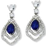 گوشواره طلا سفید با نگین یاقوت کبود، اپال و الماس برش برلیان مدل: edf1175