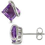 گوشواره طلا سفید با نگین آمتیس مدل: edf1177