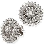 گوشواره طلا سفید با نگین الماس برش باگت و برلیان مدل: edf1183