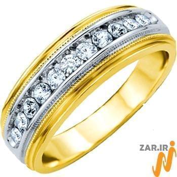 انگشتر مردانه طلا زرد و سفید با نگین الماس تراش برلیان: مدل rgm1276