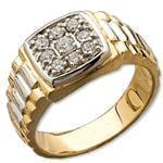 انگشتر طلا زرد پایه رولکسی با نگین الماس تراش برلیان: مدل rgm1277