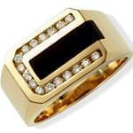 انگشتر طلا زرد با نگین اونیکس و الماس تراش برلیان: مدل rgm1278