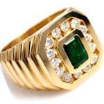 انگشتر طلا زرد مردانه با نگین زمرد کلمبیا و برلیان: مدل rgm1283