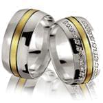 ست حلقه ازدواج طلا سفید و زرد با نگین الماس تراش برلیان مدل: srd1197