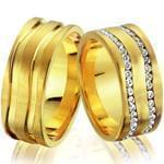 ست حلقه ازدواج طلا زرد با نگین الماس تراش برلیان مدل: srd1203