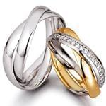 ست حلقه ازدواج طلا سفید و زرد با نگین الماس تراش برلیان مدل: srd12006