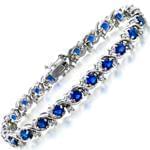 دستبند طلا سفید با نگین برلیان و یاقوت کبود مدل: bdf1137