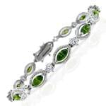 دستبند طلا سفید با نگین زبرجد و الماس تراش برلیان مدل: bdf1140