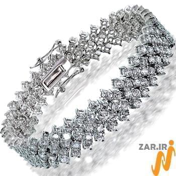 دستبند طلا سفید با نگین الماس تراش برلیان مدل: bdf1142