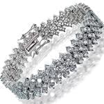 دستبند طلا سفید با نگین الماس تراش برلیان مدل: bdf1142