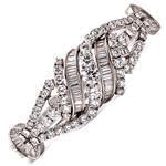 دستبند طلا سفید با نگین الماس تراش برلیان و باگت مدل: bdf1145