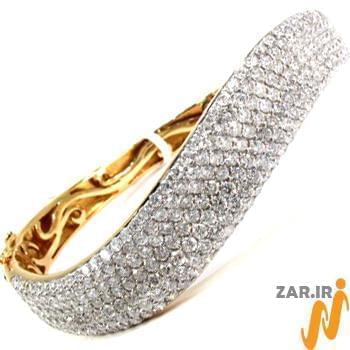 دستبند طلا زرد با نگین الماس تراش برلیان مدل: bdf1147