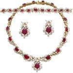 سرویس جواهر طلا سفید با نگین یاقوت و الماس تراش برلیان و مارکیز مدل: bset2050