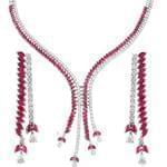 سرویس جواهر طلا سفید با نگین یاقوت قرمز مارکیز و الماس تراش برلیان مدل: bset2052