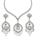 سرویس جواهر طلا سفید با نگین مروارید و الماس تراش برلیان و مارکیز مدل: bset2054