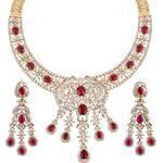 سرویس جواهر طلا زرد با نگین یاقوت و الماس تراش برلیان مدل: bset2055