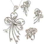 سرویس جواهر طلا سفید با نگین مروارید و الماس تراش برلیان مدل: bset2057