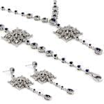 سرویس جواهر طلا سفید با نگین یاقوت و الماس تراش برلیان مدل: bset2058