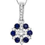 آویز طلای سفید با نگین یاقوت کبود و الماس تراش برلیان مدل: npdf1153