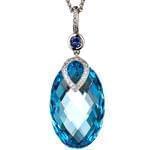 آویز طلا سفید با نگین توپاز ، یاقوت و الماس تراش برلیان مدل: npdf1154