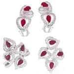 نیم ست انگشتر، آویز و گوشواره با نگین برلیان و یاقوت مدل: hsdf1222