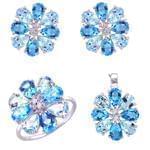 نیم ست انگشتر، آویز و گوشواره با نگین توپاز و برلیان مدل: hsdf1225