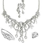 سرویس جواهر طلا سفید با نگین الماس تراش برلیان مدل: bset2078