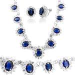 سرویس جواهر طلا سفید با نگین یاقوت کبود و الماس تراش برلیان مدل: bset2081