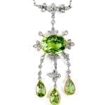 گردنبند طلا سفید با نگین زبرجد و الماس تراش برلیان مدل: ndf1211