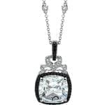 گردنبند طلا سفید با نگین آکوامارین و الماس تراش برلیان مدل: ndf1213