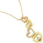 گردنبند طلا زرد با نگین الماس تراش برلیان طرح قلب مدل: ndf1214