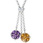 گردنبند طلا سفید با نگین سیترین و آمتیس مدل: ndf1218