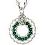 گردنبند طلا سفید با نگین زمرد و الماس تراش برلیان مدل: ndf1219