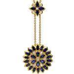 گردنبند طلا زرد با نگین یاقوت آبی و الماس تراش برلیان مدل: ndf1220