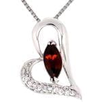 آویز طلا سفید با نگین یاقوت قرمز و الماس تراش برلیان طرح قلب مدل: npdf1162