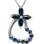 آویز طلا سفید با نگین یاقوت کبود مدل: npdf1163