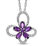 آویز طلا سفید با نگین آمتیس و الماس تراش برلیان مدل: npdf1164