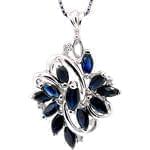 آویز طلا سفید با نگین یاقوت کبود و الماس تراش برلیان مدل: npdf1171