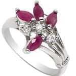 انگشتر جواهر طلا سفید با نگین یاقوت قرمز و الماس برش برلیان: مدل rgf1283