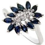 انگشتر جواهر طلا سفید با نگین یاقوت کبود و الماس برش برلیان: مدل rgf1286