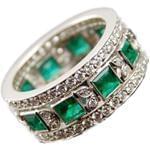 انگشتر جواهر طلا سفید با نگین زمرد و الماس برش برلیان: مدل rgf1290