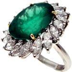 انگشتر جواهر طلا سفید با نگین زمرد و الماس برش مارکیز: مدل rgf1294