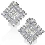 گوشواره الماس با تراش پرنس و برلیان مدل: ebf2016