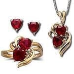 نیم ست جواهر با نگین گارنت و الماس تراش برلیان مدل: sdf1057