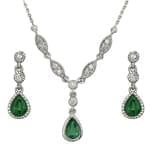 سرویس جواهر با نگین زمرد و الماس تراش برلیان مدل sdf1060 