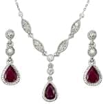 سرویس جواهر با نگین یاقوت و الماس تراش برلیان مدل: hsdf1057 