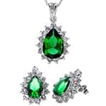 نیم ست جواهر با نگین زمرد و الماس تراش برلیان مدل: hsdf1135 