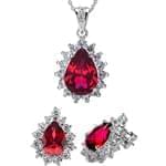 نیم ست جواهر با نگین یاقوت قرمز و الماس تراش برلیان مدل: hsdf1136 