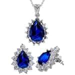 نیم ست جواهر با نگین یاقوت کبود و الماس تراش برلیان مدل: hsdf1137 